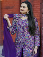 Teeya Creation Purple Color Tapeta Silk Embroidery Work Party Wear Palazzo Set | Grocsy