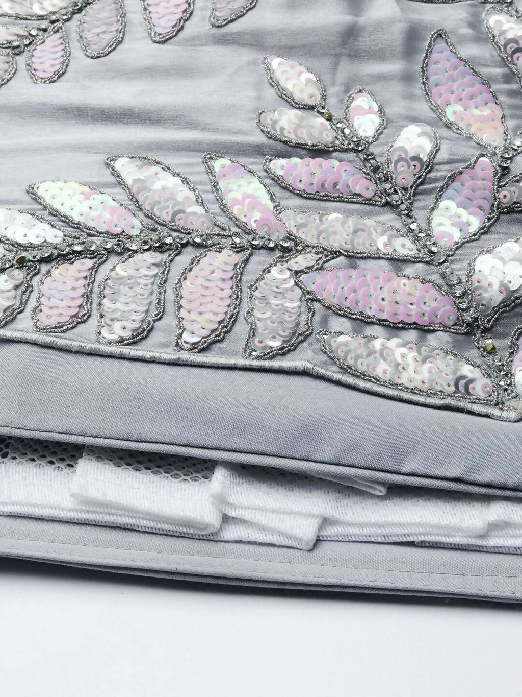 House of Panchhi Grey Organza Sequins & Zarkan embroidery Lehenga choli & Dupatta | Grocsy