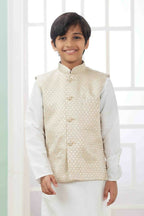 Raivat Ethnic Art Silk Embroidery Work 3 Pics Jacket Set In Off White Colour | Grocsy