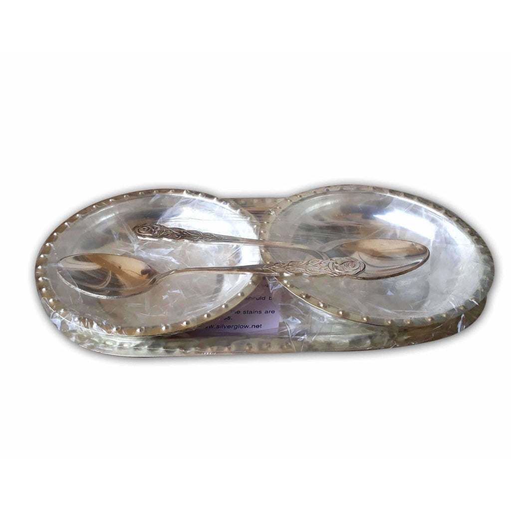 Silver Tray with Cups and Spoons | Grocsy
