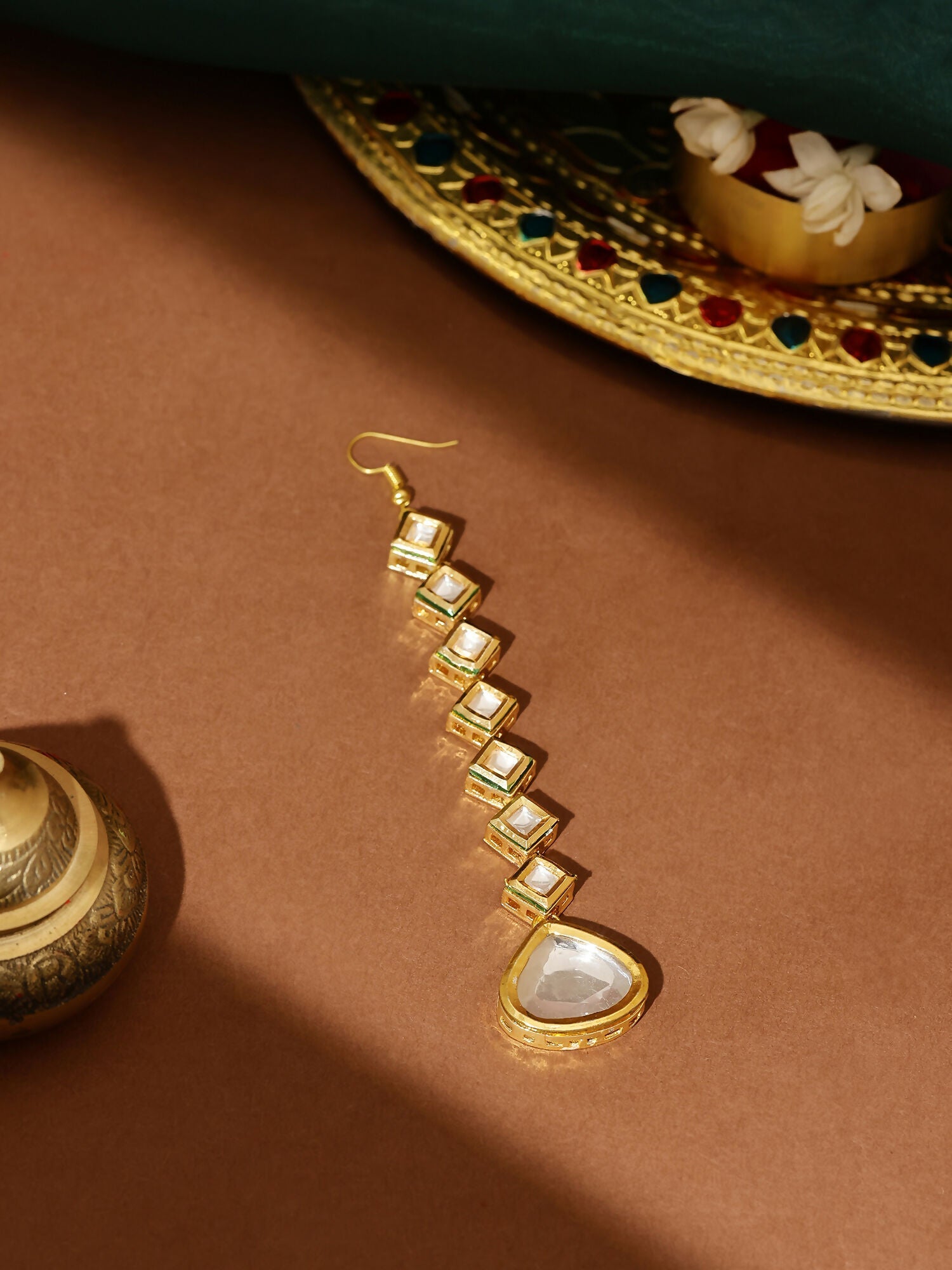 Ruby Raang Gold Heavy Kundan Maang Tikka | Grocsy