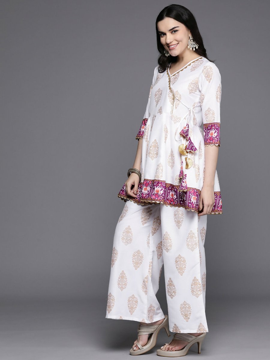 Ahalyaa Women's Traditional Wear Co-ods - White | Grocsy