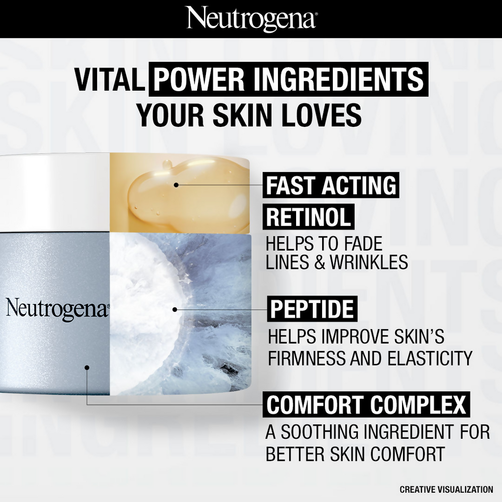 Neutrogena Visible Repair Regenerating Cream with Retinol + Peptide For Anti-Ageing, Wrinkles & Fine Lines | Grocsy