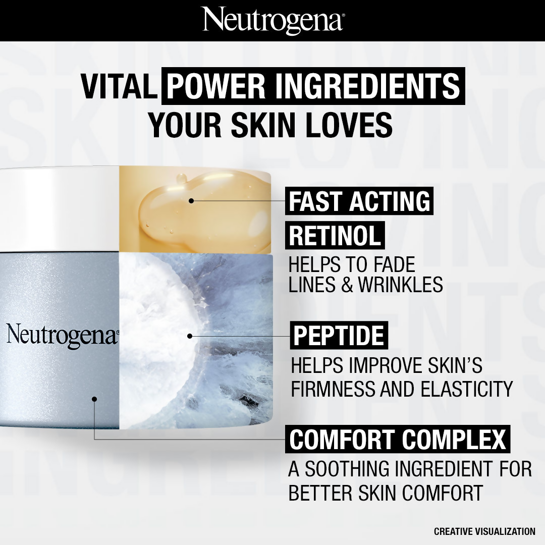 Neutrogena Visible Repair Regenerating Cream with Retinol + Peptide For Anti-Ageing, Wrinkles & Fine Lines | Grocsy