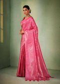 Glorious Designer Pink Color Kanjivaram Silk Saree With Weaving Work - Yomika Fashions | Grocsy