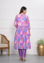 Lavender Muslin silk Embroidery with Thread and sequence Stitched Suit With Dupatta - Tanisha | Grocsy