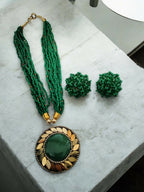 Inhanns All-Day Statement Beaded Necklace Set - Green | Grocsy