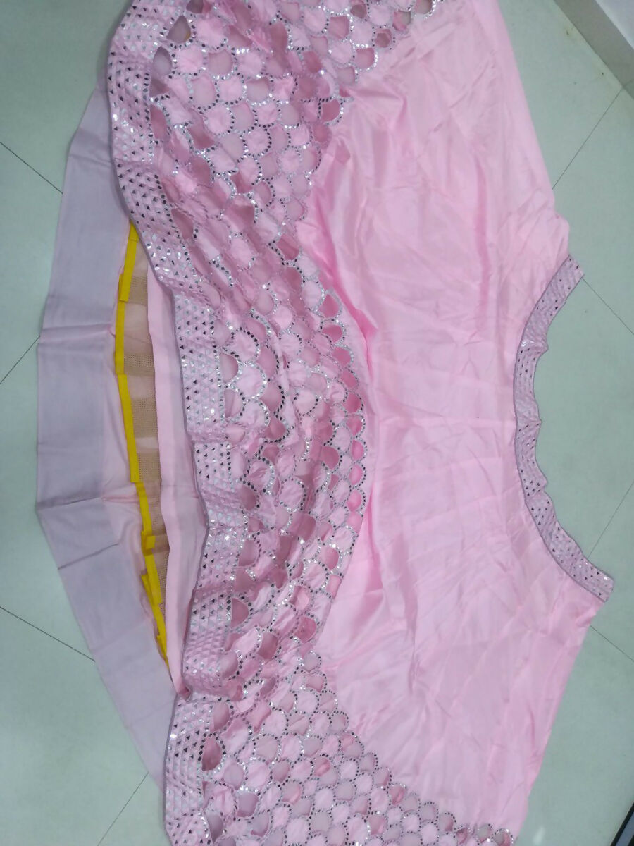 Jyoti Fashion Dreamy Baby Pink Silk Thread with Paper Mirror & Cut work Lehenga Choli with Dupatta | Grocsy