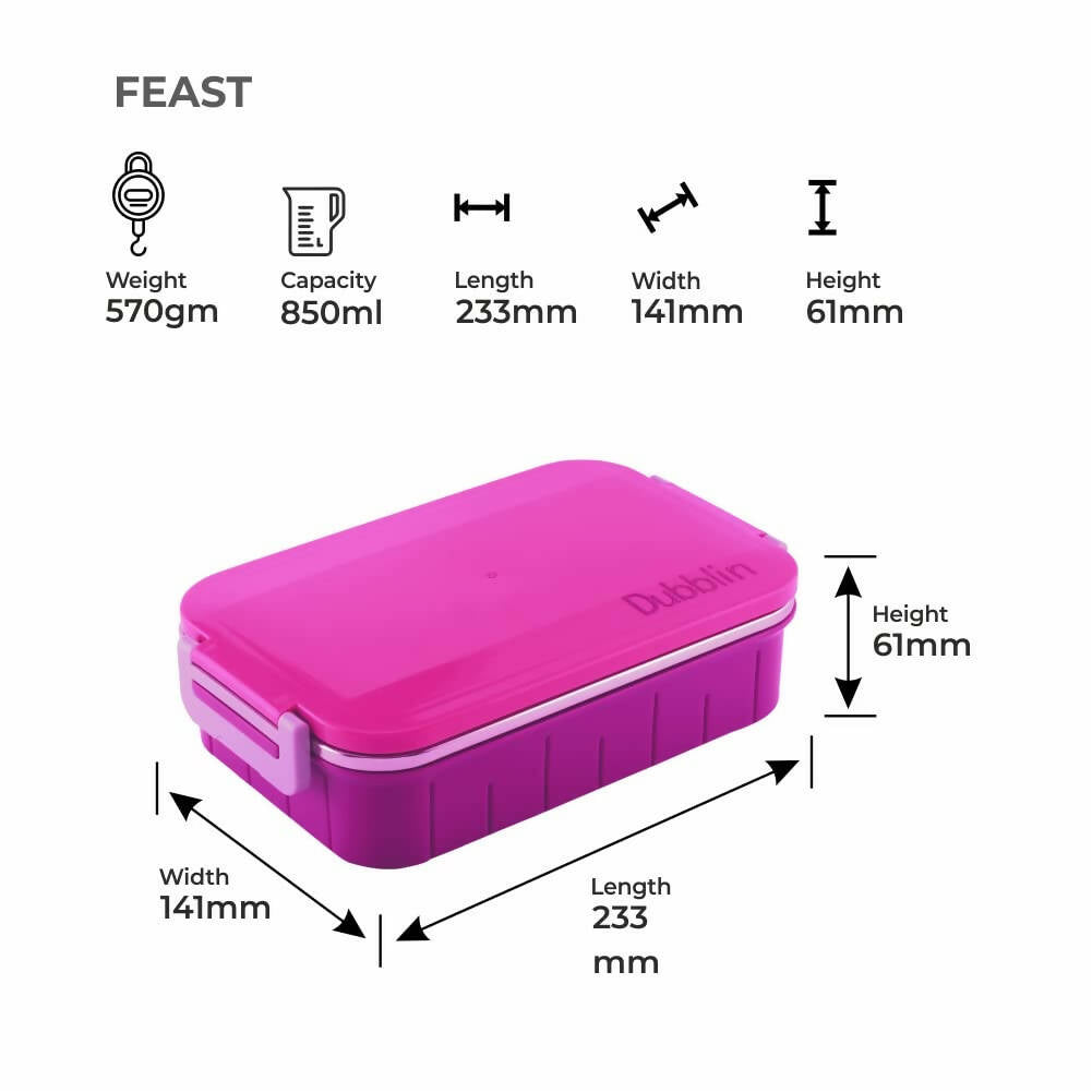 Dubblin Feast Stainless Steel Lunch Box | Grocsy