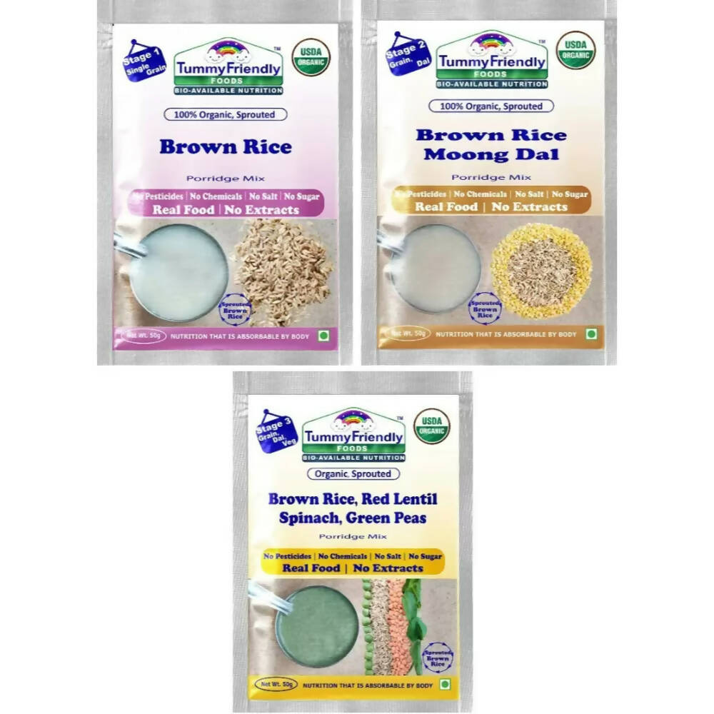 TummyFriendly Foods Certified Brown Rice Porridge Mixes - Stage1, Stage2, Stage3 | Grocsy