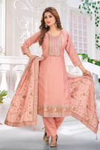 Joban Fashion Silk Peach Color Kurta Set | Grocsy