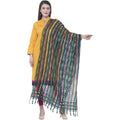 A R Silk Women's Multi Thread Work Orgenza Cotton Bottle Green Dupattas and Chunnis | Grocsy