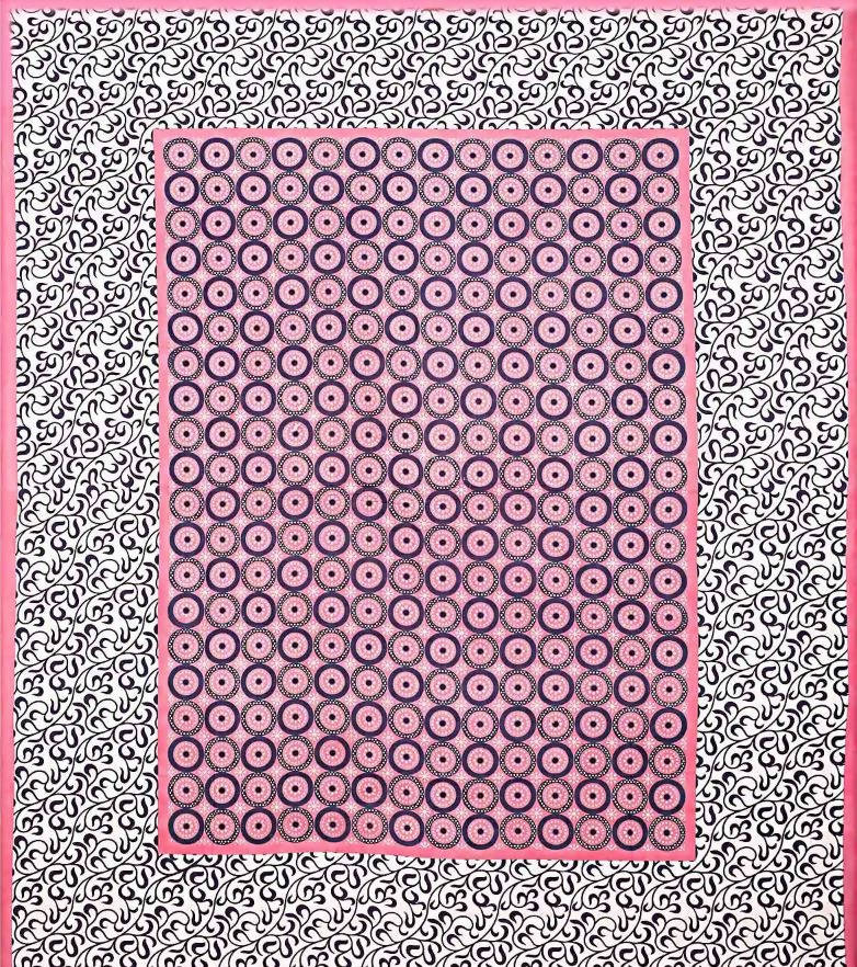 Vamika Printed Cotton Pink & Black Bedsheet With Pillow Covers (LEOD_CHKR_P) | Grocsy