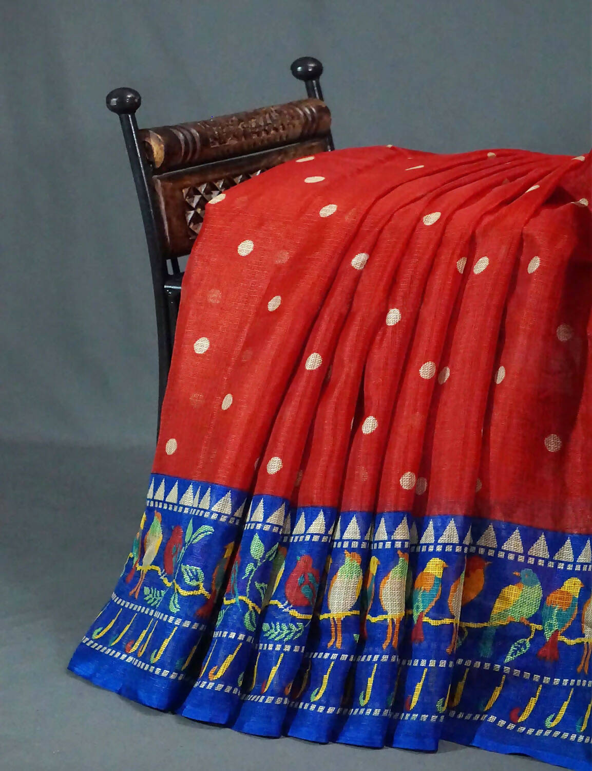 Dark Red Colored with Buttes Semi Silk Kota Saree By Gayathri Reddy Designer Studio | Grocsy