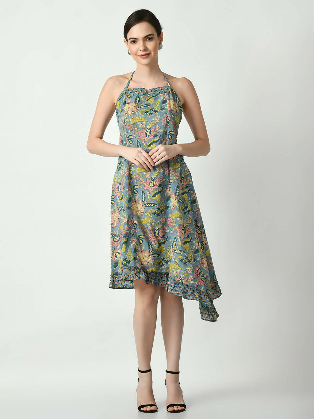 Myshka Women's Multi Floral Printed Fit and Flare Dress | Grocsy