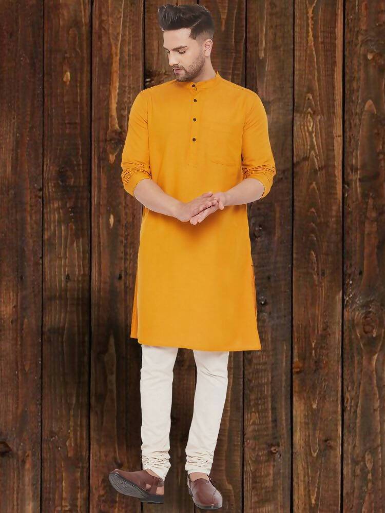 Even Apparels Pure Cotton Yellow Kurta - Yellow | Grocsy