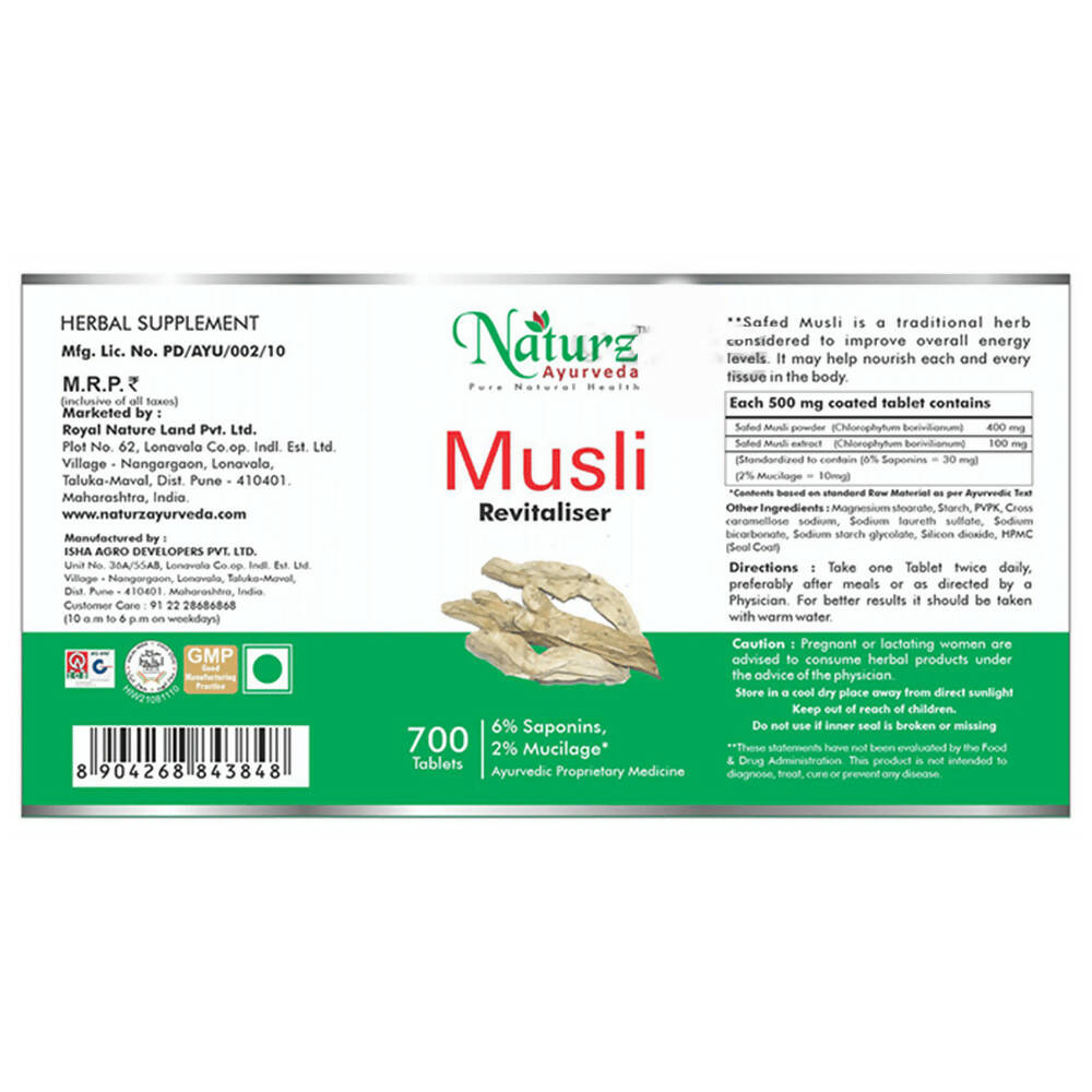 Naturz Ayurveda Musli Revitaliser Tablets | Grocsy