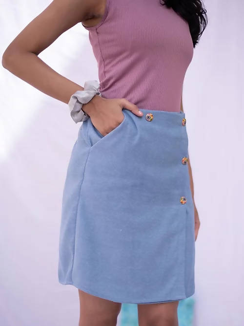 Diva Globe Blue Over Lap Skirt | Grocsy