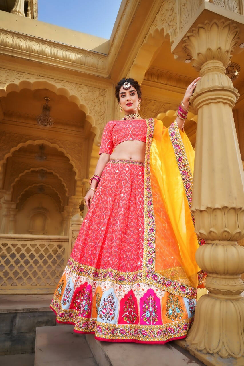 Beautiful Printed Lengha Choli for Women Party Wear Ghagra Choli Wedding Lehenga by Infinity Export | Grocsy