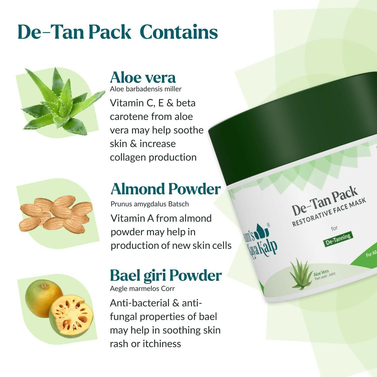 Kulsum's Kaya Kalp Herbals De-Tan Pack For De -Tanning | Grocsy