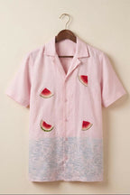 Melon — White Embroidered Linen Shirt by Hilo Design | Grocsy