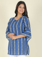 Aramya Blue Soft Cotton Striped Straight Kurta for Women | Grocsy