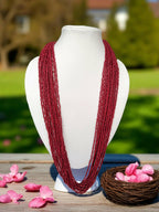 Inhanns Rangsaaz 20-Layer Luxe Long Beaded Only Necklace - Maroon Only Necklace | Grocsy