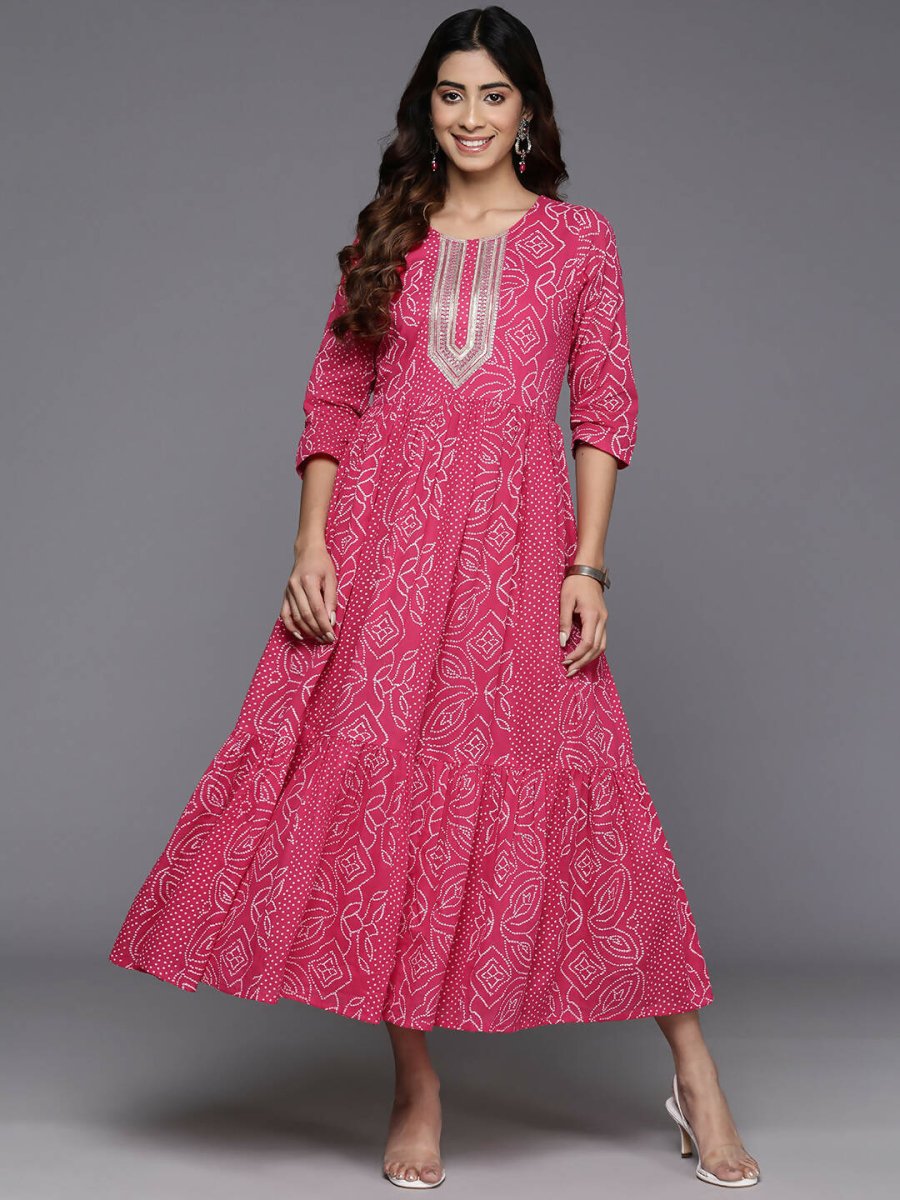 Ahalyaa Women's Traditional wear Dress - Pink | Grocsy