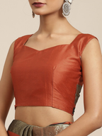 Saree Mall Rust & Gold-Toned Woven Design Silk Blend Uppada Sarees | Grocsy