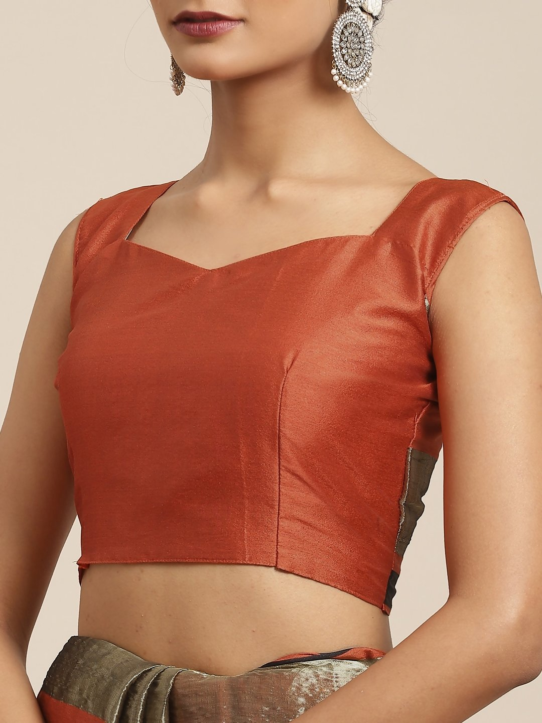 Saree Mall Rust & Gold-Toned Woven Design Silk Blend Uppada Sarees | Grocsy