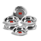 Sumeet Stainless Steel Heavy Gauge Multi Utility Serving Plates with Mirror Finish 19cm Dia | Grocsy
