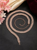 NVR Women's Rose Gold-Polished AD-Studded 3 Layered Kamarbandh Waist Chain | Grocsy