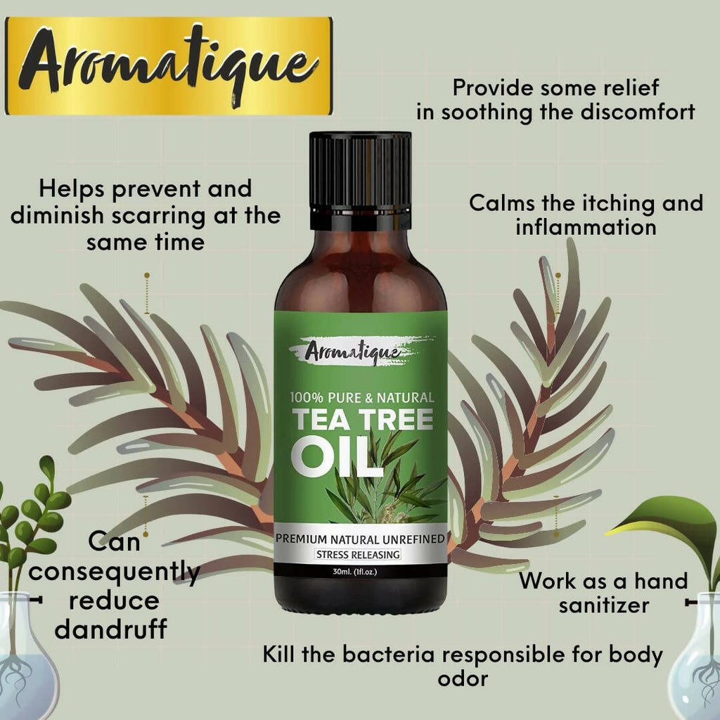 Aromatique Tea Tree Essential Oil for Skin Acne, Hair | Grocsy