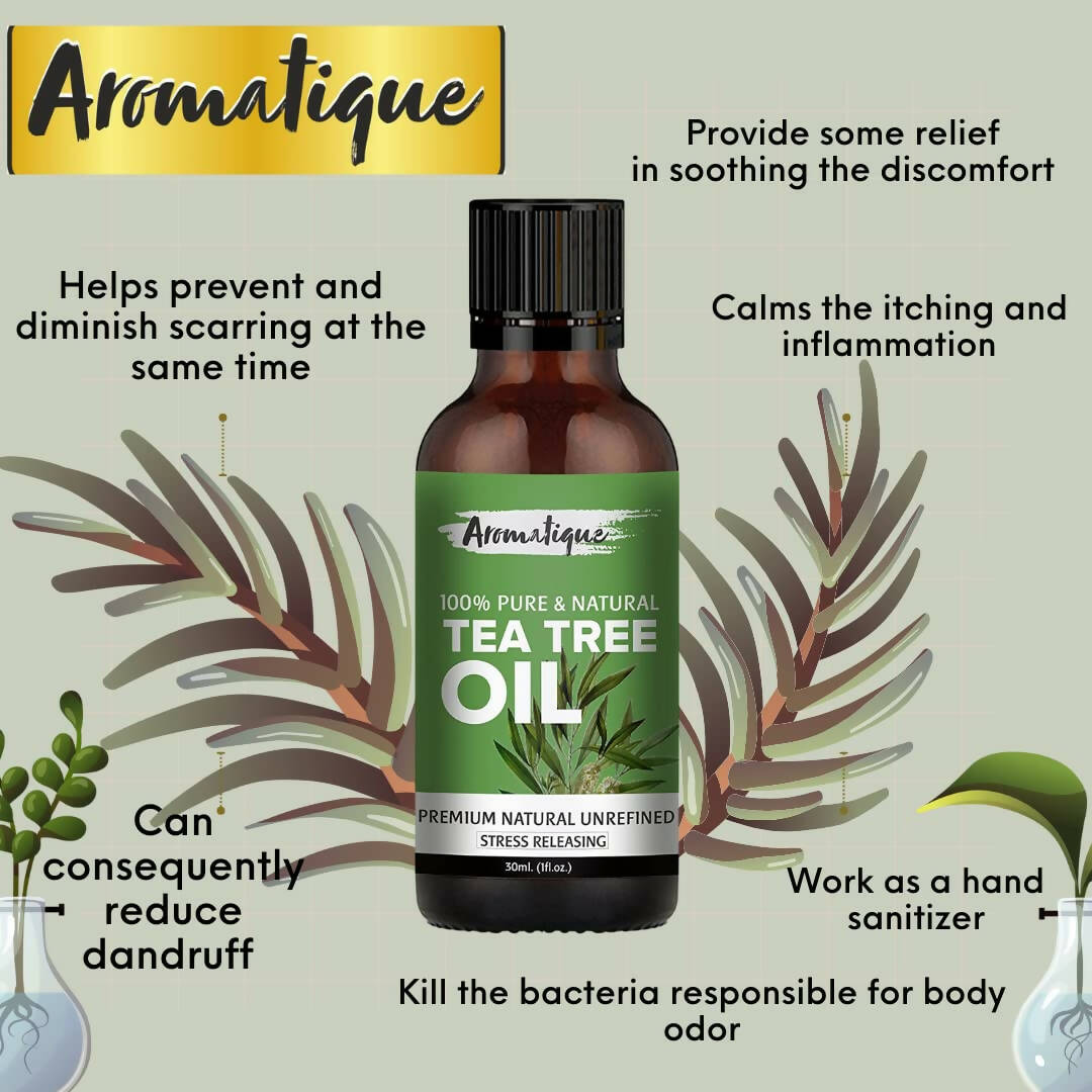 Aromatique Tea Tree Essential Oil for Skin Acne, Hair | Grocsy