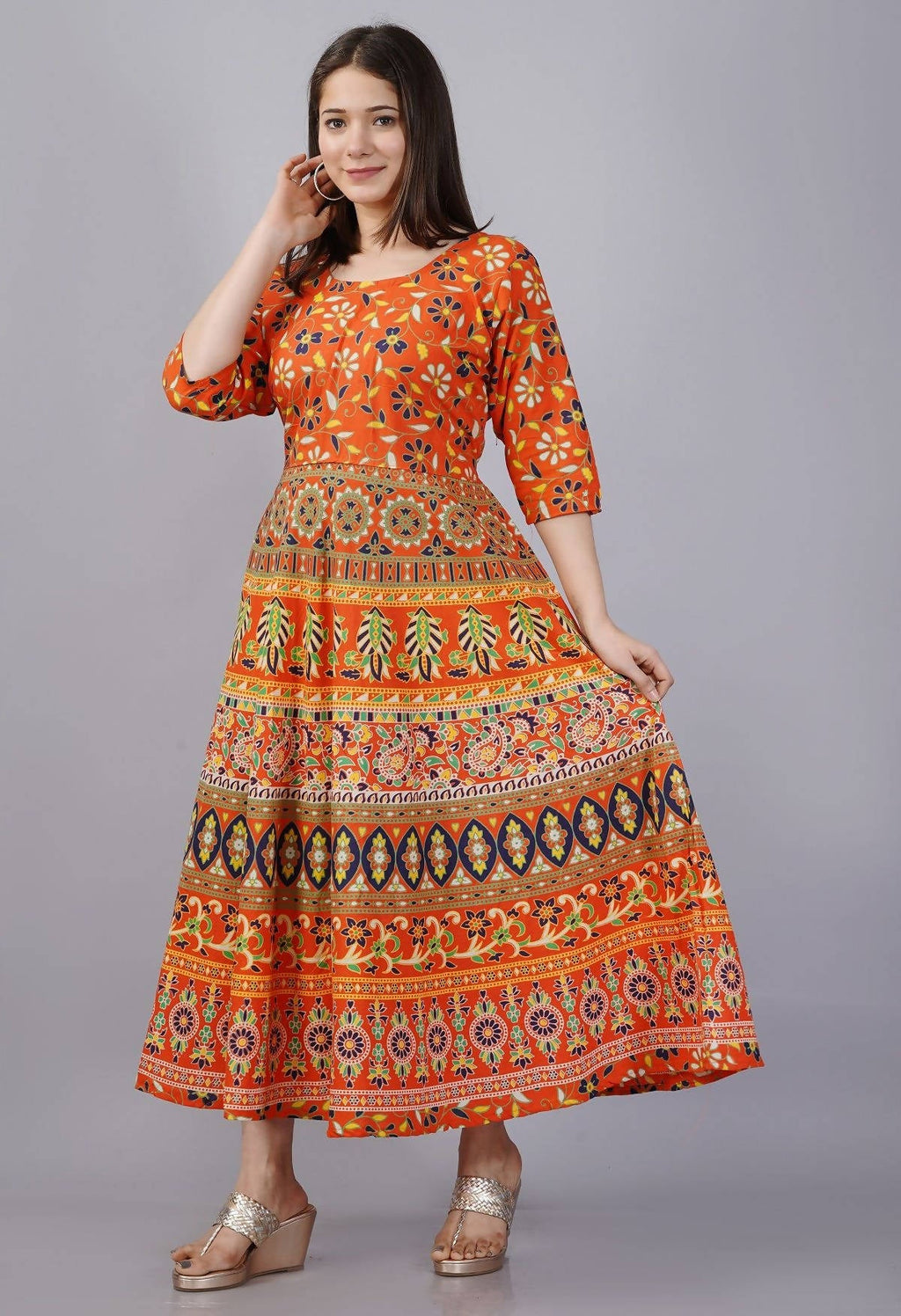 Vamika Multicolor Cotton Printed Party/Casual Wear Kurti (GAM16K) | Grocsy