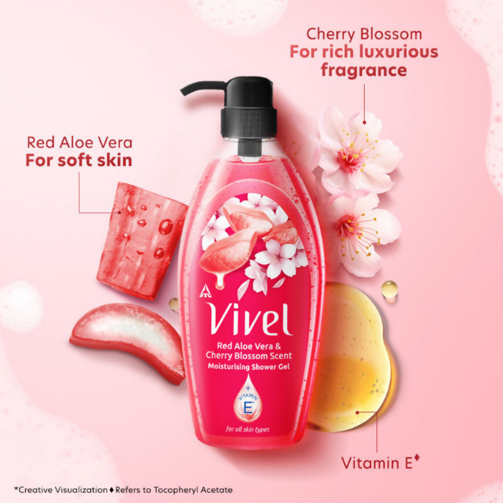 Vivel Red Aloe Vera & Cherry Blossom Scent Moisturizing Shower Gel | Grocsy