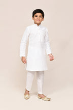 Joban Fashion Art Silk White Kurta With Straight Fit Pant | Grocsy