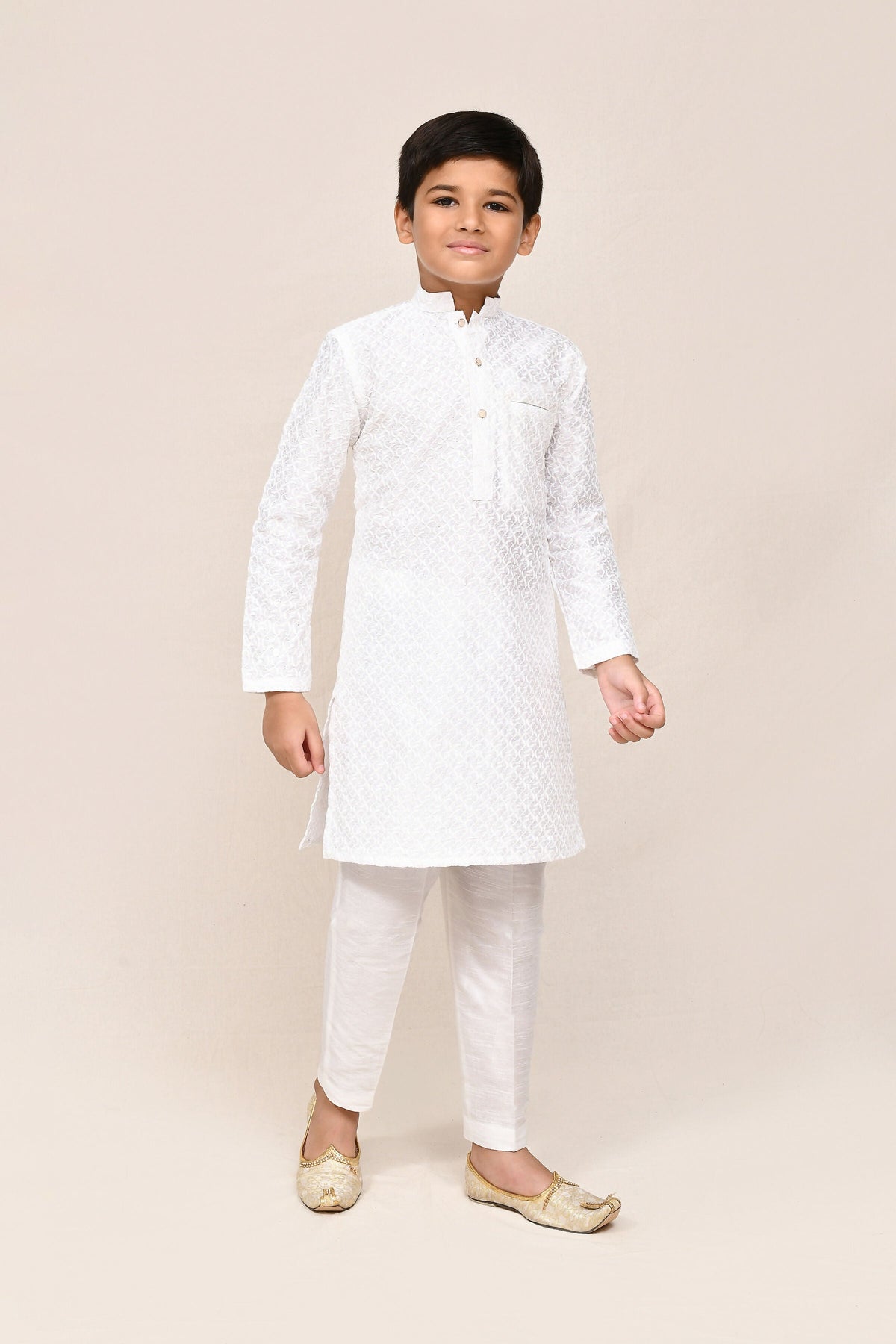 Joban Fashion Art Silk White Kurta With Straight Fit Pant | Grocsy