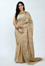 Mominos Fashion Moeza Pure Ghichcha Silk Tussar Golden Color Saree | Grocsy
