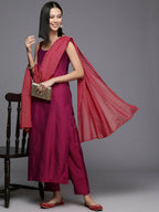 Ahalyaa Women's Traditional wear Kurta Set - Burgundy | Grocsy