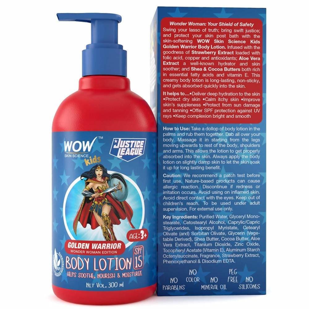 Wow Skin Science Kids Body Lotion - Golden Warrior Wonder Woman Edition | Grocsy