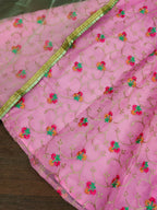 Jyoti Fashion Beautiful Pink Organza Silk Embroidered Kids Lehenga Choli Set | Grocsy