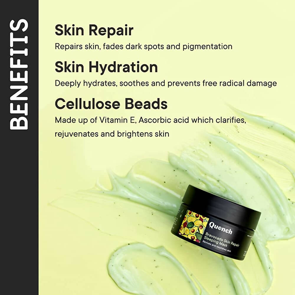 Quench Botanics Bravocado Skin Repair Night Gel Cream with Avocado Vitamins C & E - Korean Skincare | Grocsy