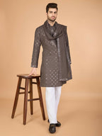 Vastranavya Brown Exclusive Festival Wear Viscose Silk Thread & Sequence Embroidered Work Kurta with Dupatta | Grocsy