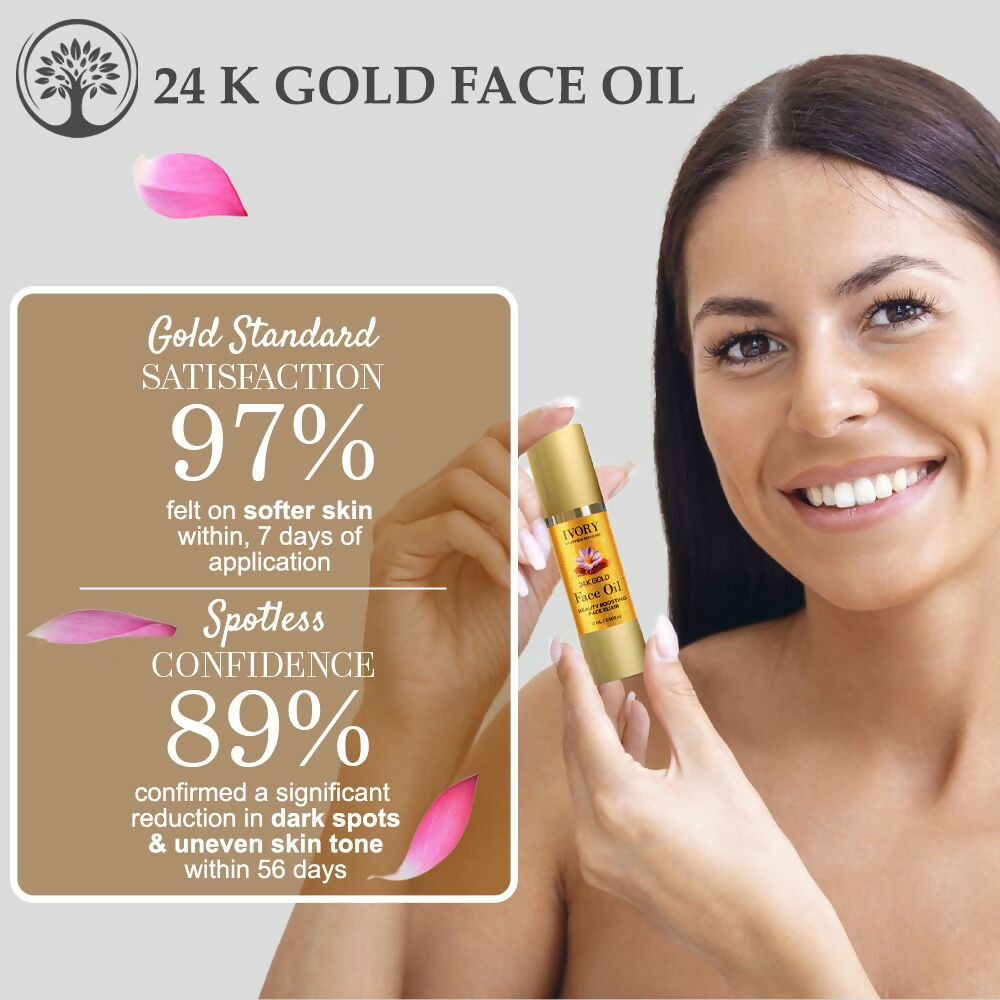 Ivory Natural 24K Gold Face Polish Oil For Luxurious Exfoliating And Rejuvenating Skincare | Grocsy
