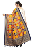 Vamika Yellow Printed Khadi Bhagalpuri Dupatta | Grocsy
