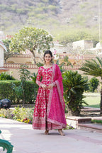 Joban Fashion Pink Viscose Jacquard Sequence Embroidery Work Kurta Set | Grocsy