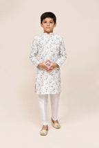 Joban Fashion Cotton Based Full Thread Work White Kurta With Straight Fit Pant | Grocsy
