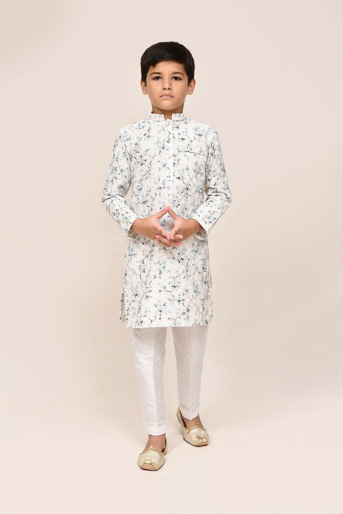 Joban Fashion Cotton Based Full Thread Work White Kurta With Straight Fit Pant | Grocsy
