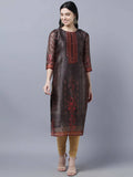 Myshka Women Multicoloured Ethnic Motifs Chanderi Silk Kurta | Grocsy